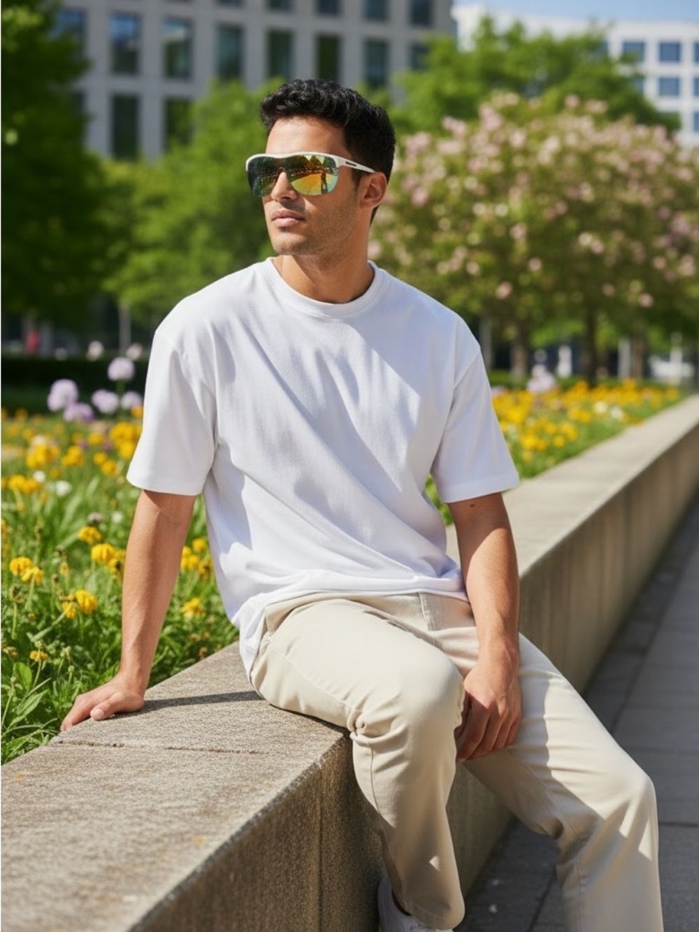 Fila Unisex White Gold Plastic Shield Sunglass , Gold Flash Lens SF9343 6VCA